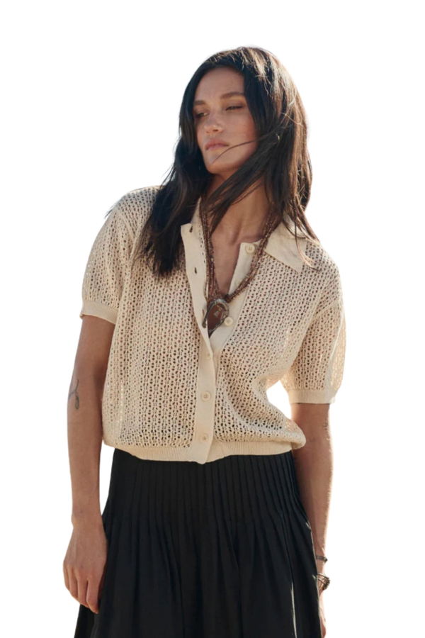 The Great. The Crochet Polo Top