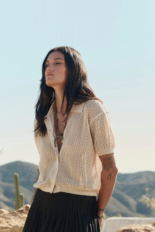 The Great. The Crochet Polo Top