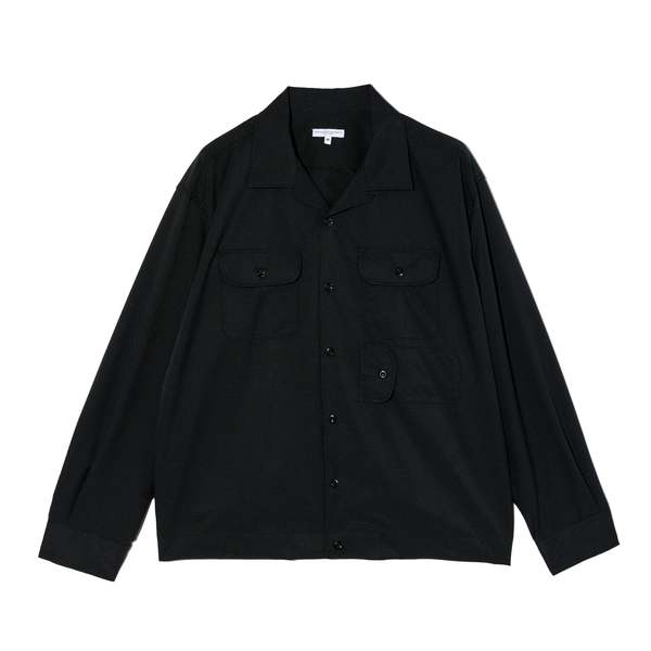 Engineered Garments Bowling Shirt - Black Polyester Mesh