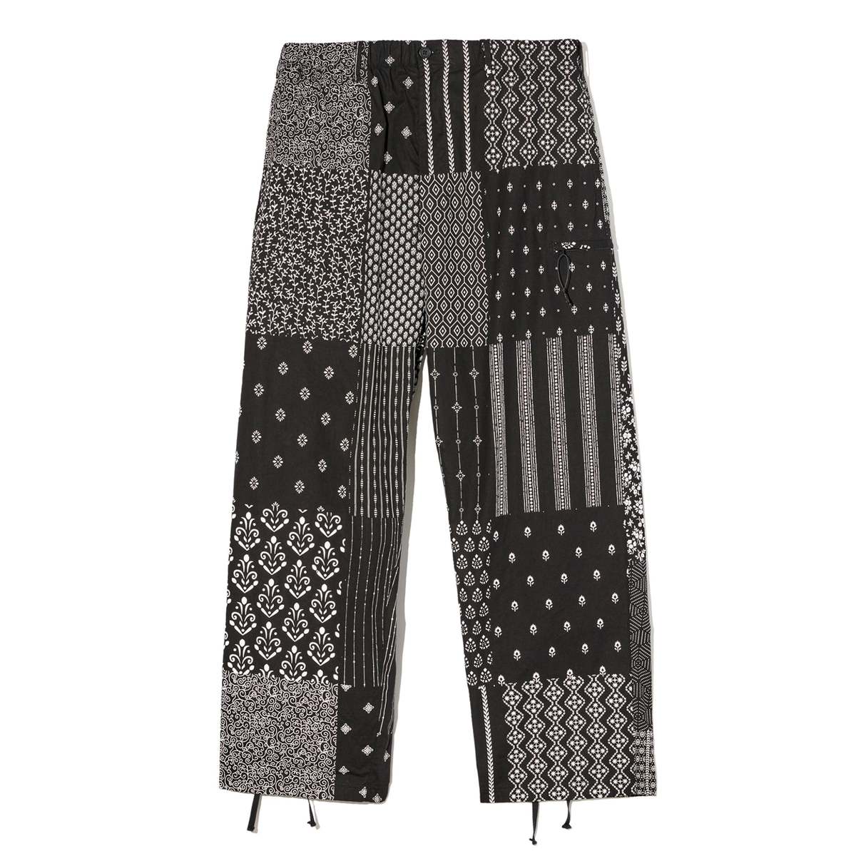 Engineered Garments Drawstring Pant - Black/White Cotton Patchwork Print - Image 1 of 4