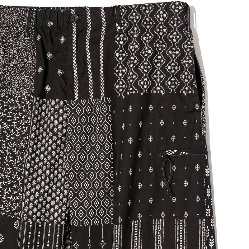 Engineered Garments Drawstring Pant - Black/White Cotton Patchwork Print