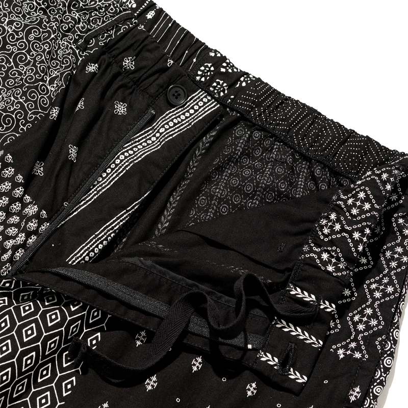 Engineered Garments Drawstring Pant - Black/White Cotton Patchwork Print