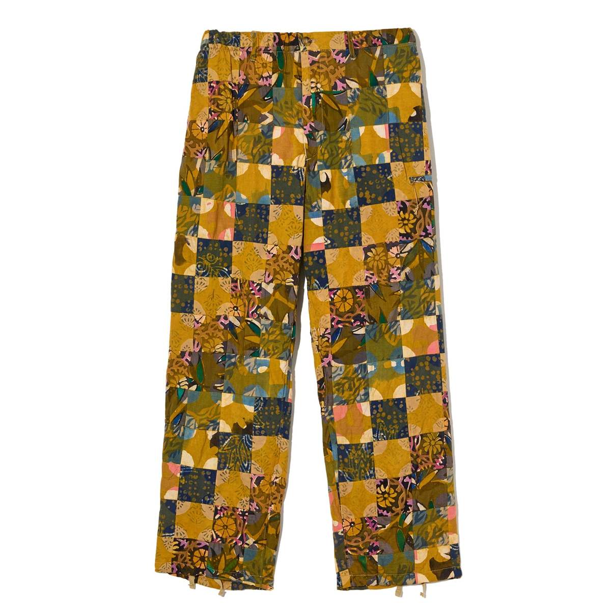 Engineered Garments Drawstring Pant - Olive Cotton Multi Pattern Patchwork - Image 1 of 4