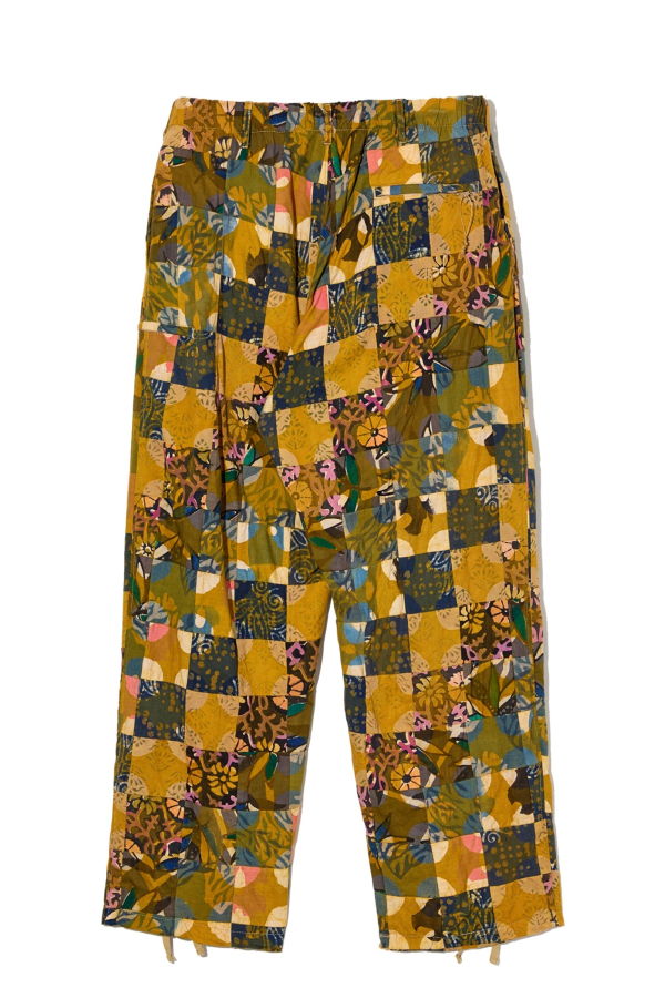 Engineered Garments Drawstring Pant - Olive Cotton Multi Pattern Patchwork