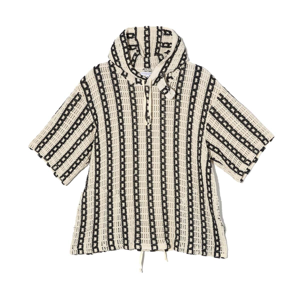 Engineered Garments Short Sleeve Hoody - White/Black Stripe CP Crochet - Image 1 of 3