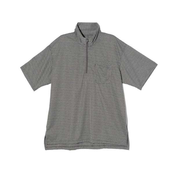 Engineered Garments SS Zip Turtle - Black Polyester Houndstooth Knit Jersey Engineered Garments SS Zip Turtle - Black Polyester Houndstooth Knit Jersey