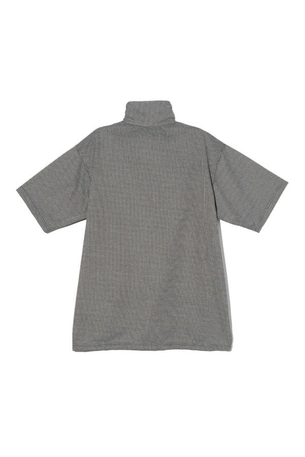 Engineered Garments SS Zip Turtle - Black Polyester Houndstooth Knit Jersey