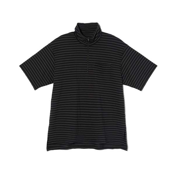 Engineered Garments SS Zip Turtle - Charcoal/Black PC Stripe Jersey Engineered Garments SS Zip Turtle - Charcoal/Black PC Stripe Jersey