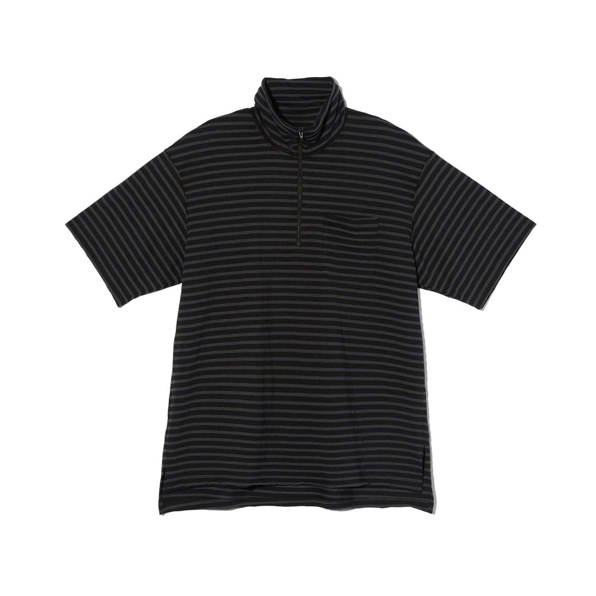 Engineered Garments SS Zip Turtle - Charcoal/Black PC Stripe Jersey - Image 1 of 2