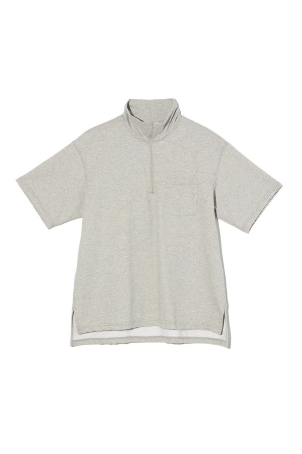 Engineered Garments SS Zip Turtle - Heather Grey French Terry