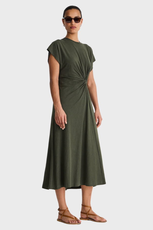 Apiece Apart Volta Twist Dress - Forest Night