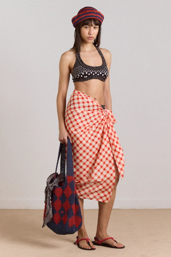 DAMSON MADDER Cove Bikini Top, Spot Stripe Bikini Top