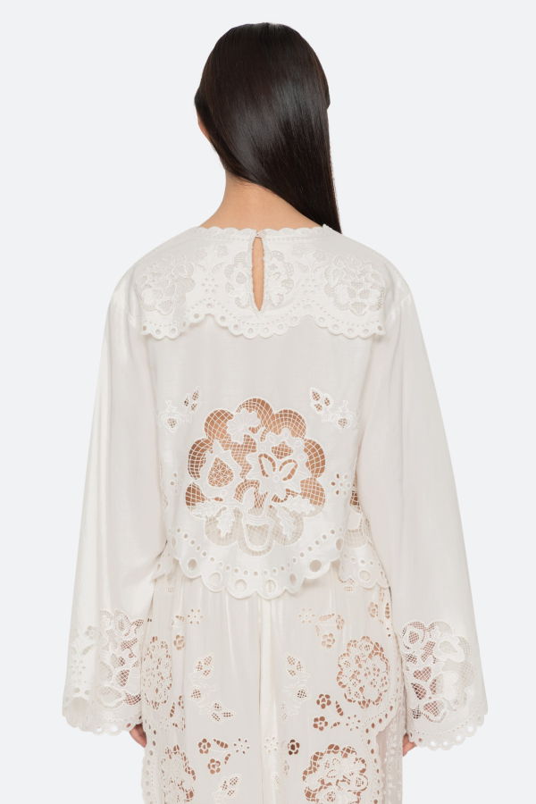 Sea NY Gardener Embroidered Long Sleeve Blouse