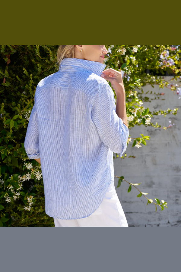 Frank & Eileen Eileen Thin Stripe Button-Up Shirt - Blue