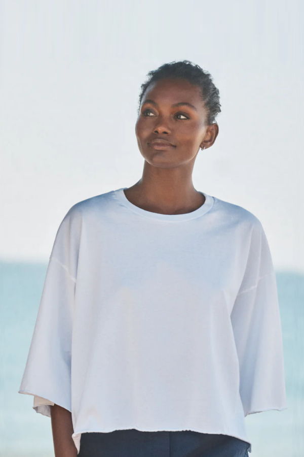 Frank & Eileen Presley Oversized Crop SS Tee - White