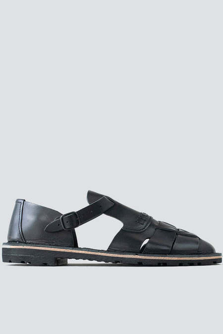 AURALEE Leather Strap Sandals - Black | Garmentory