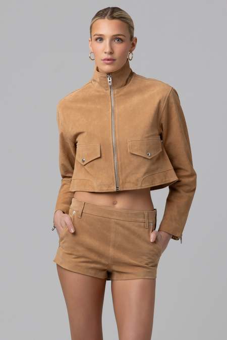 AMOMENTO Taffeta Padded Raglan Short Jumper | Garmentory