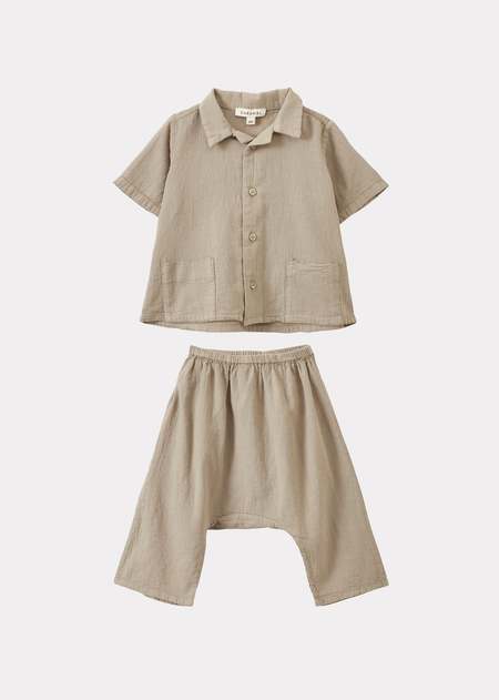 Caramel Lavendula Baby Miracle Weave Cotton Romper & Bonnet Set