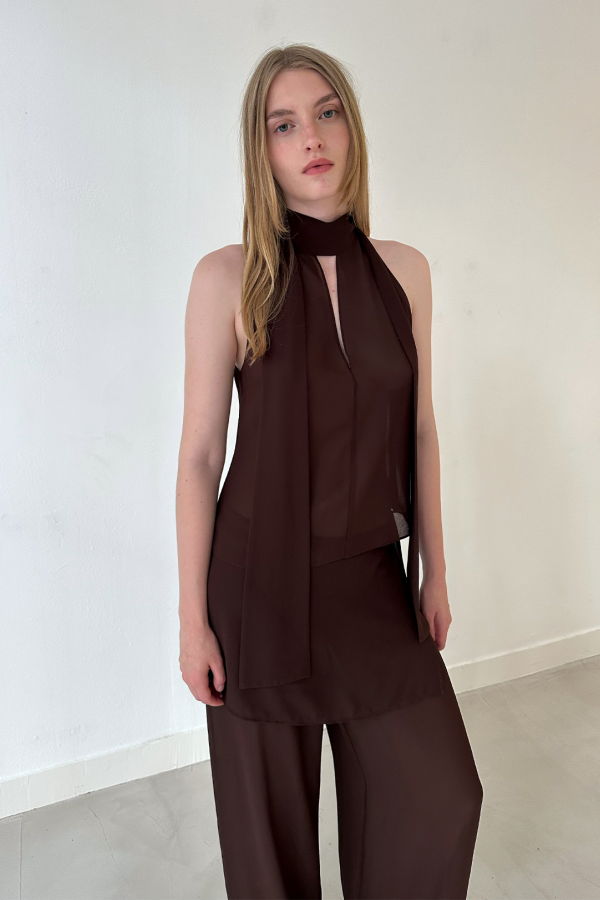 SAEMDI Halterneck Scarf Top