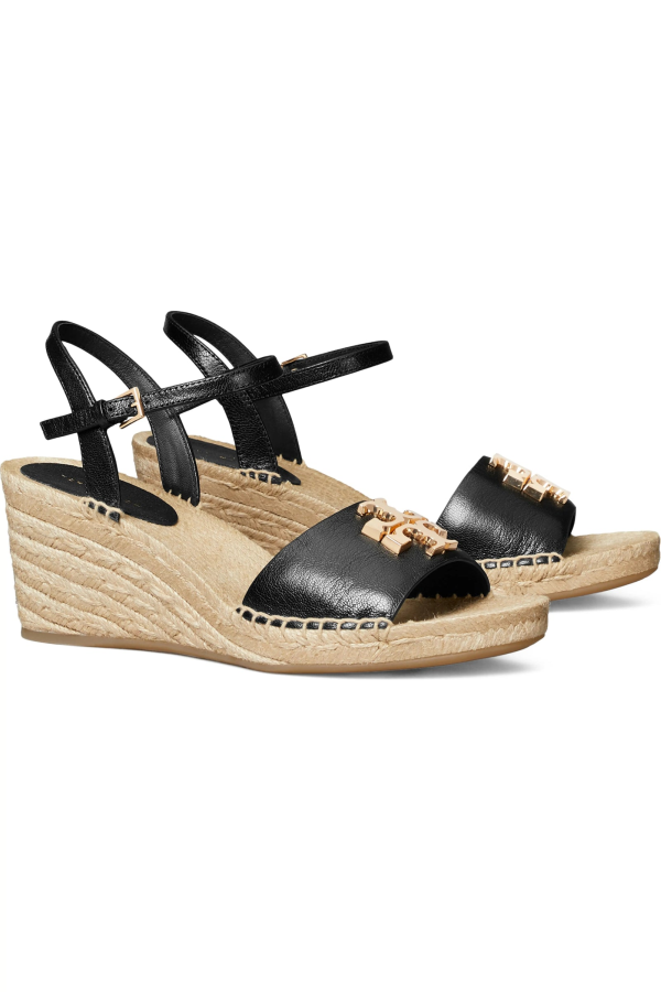 Tory Burch Eleanor Wedge Espadrilles - Perfect Black/Gold