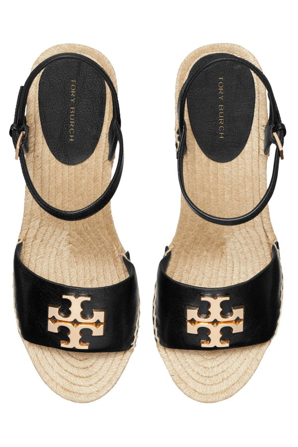 Tory Burch Eleanor Wedge Espadrilles - Perfect Black/Gold