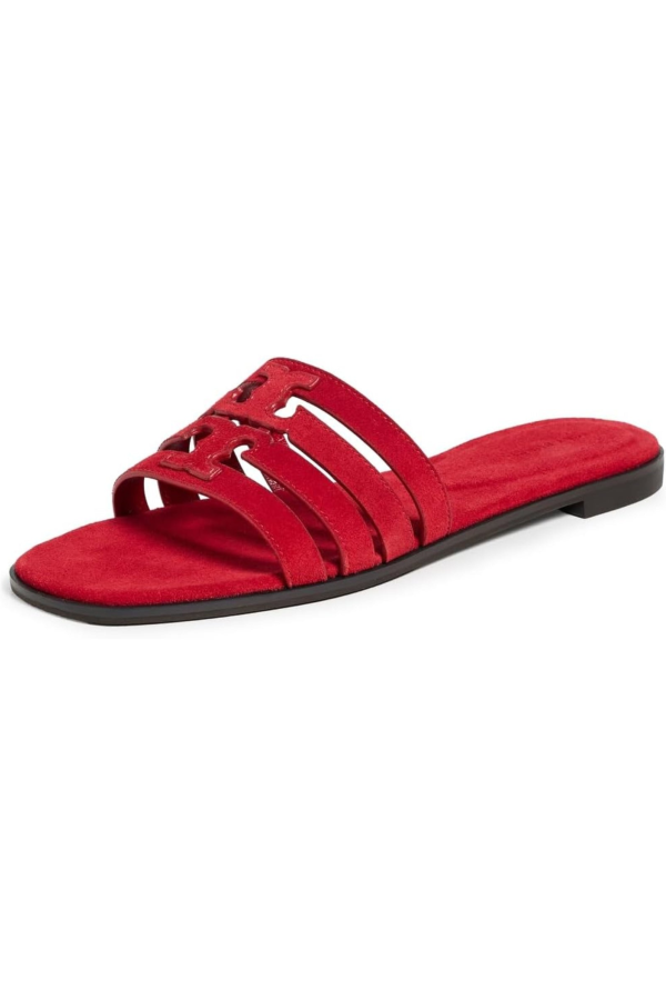 Tory Burch Ines Cage Suede Slide - Toucan Red