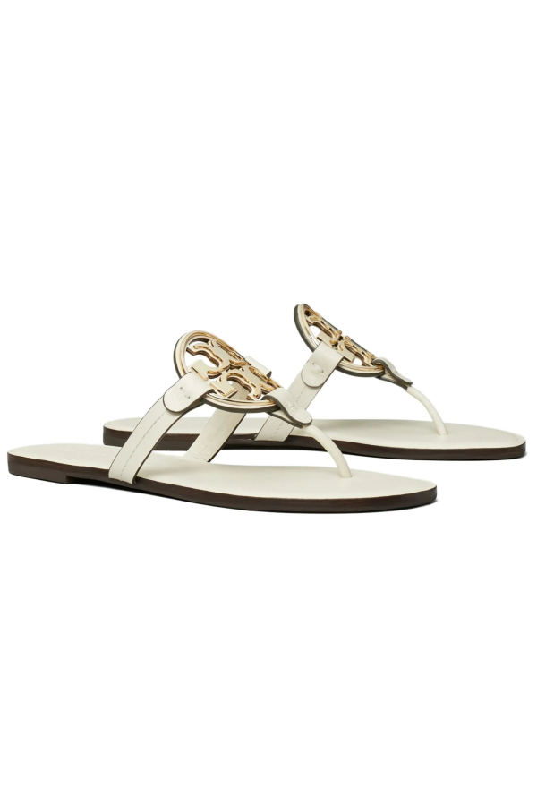 Tory Burch Metal Miller Sandals - Light Cream/Gold
