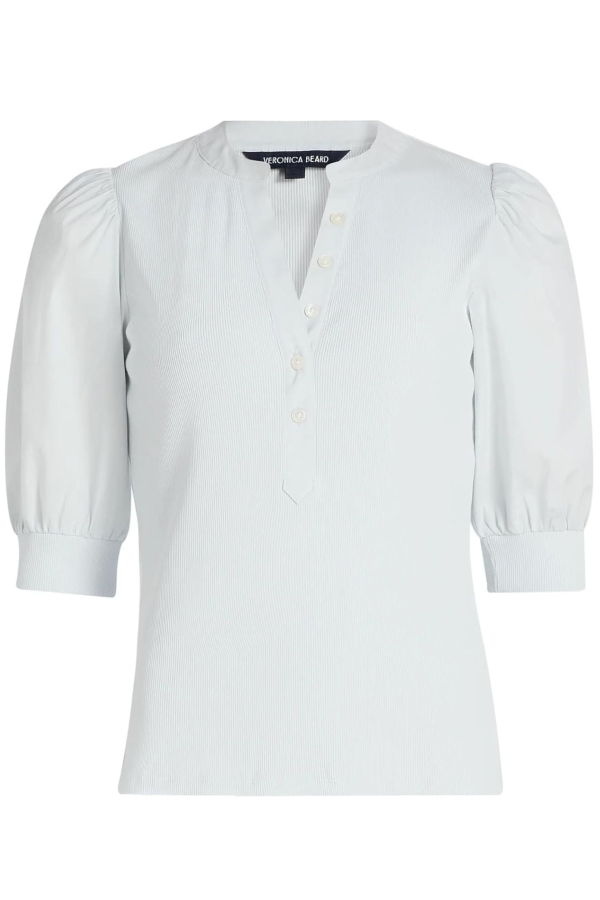 Veronica Beard Coralee Puff Sleeve Top - River Mist