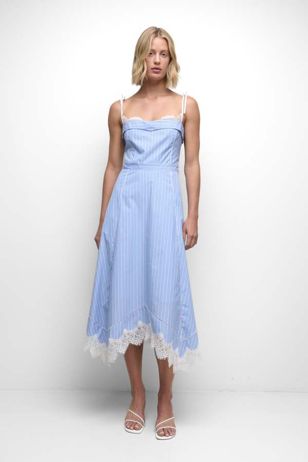 simkhai blue dress Danica Maxi lining) Care SIMKHAI Women's Montgomery Organza Button-Front