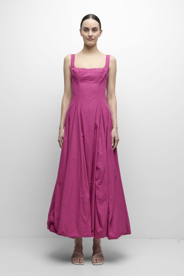 Jonathan Simkhai Hally Cotton Bubble Midi Dress - Bougainvillea