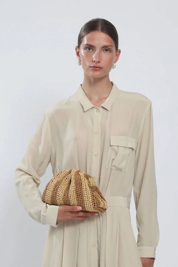 Maria La Rosa Mini Game Crochet Bag - Natural