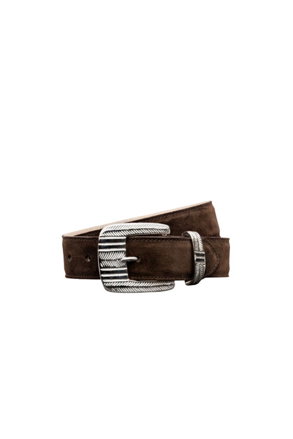 L'agence Aya Western Engraved Belt - Chocolate Brown
