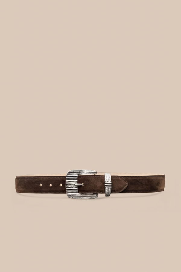 L'agence Aya Western Engraved Belt - Chocolate Brown