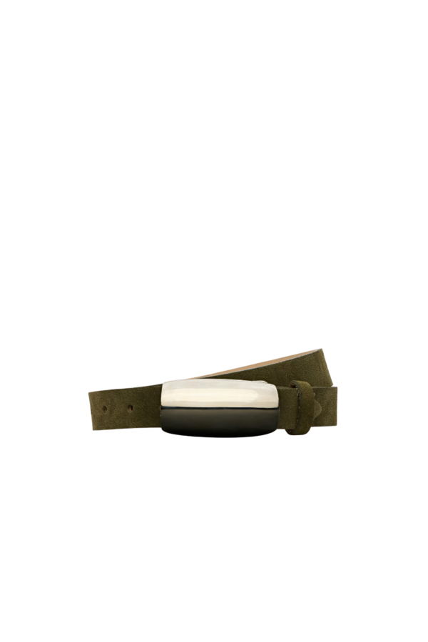 L'Agence Marlowe Leather Belt - Olive Suede