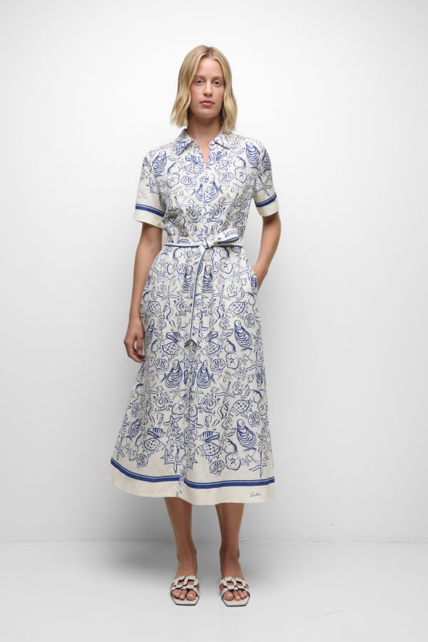 Jonathan Simkhai Audria Belted Linen Midi Dress - Midnight