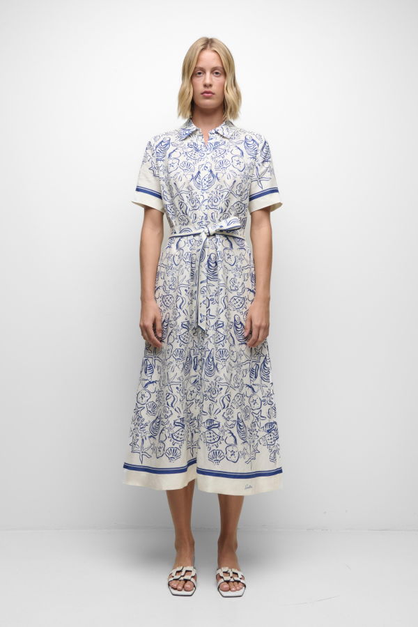 Jonathan Simkhai Audria Belted Linen Midi Dress - Midnight