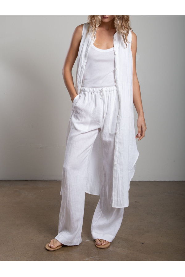 Pharaoh Casey Pant in French Linen - White