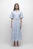Jonathan Simkhai Deanna Short Sleeve Belted Midi Dress - Celeste Multi - Thumbnail 2
