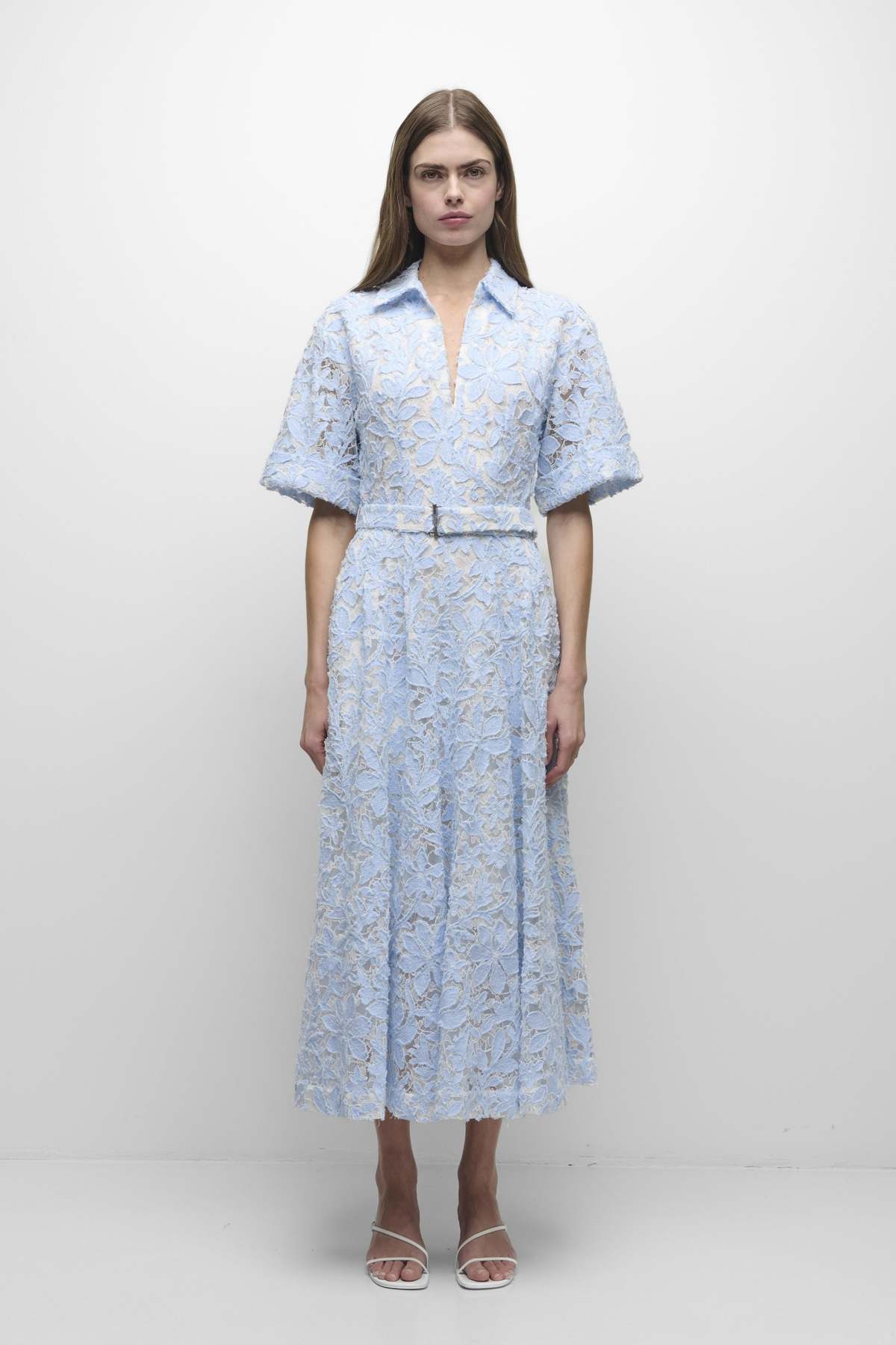 Jonathan Simkhai Deanna Short Sleeve Belted Midi Dress - Celeste Multi - Image 2 of 4