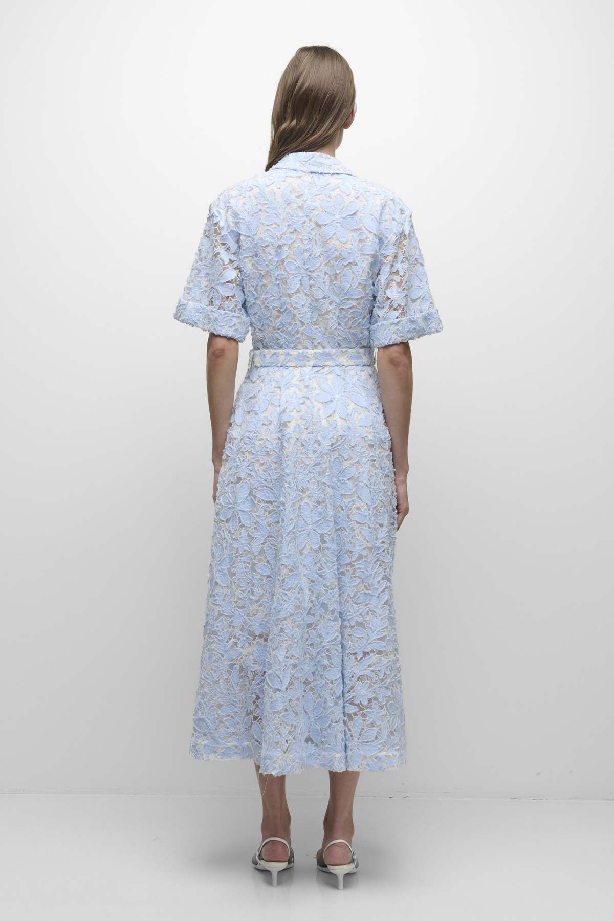 Jonathan Simkhai Deanna Short Sleeve Belted Midi Dress - Celeste Multi - Image 4 of 4