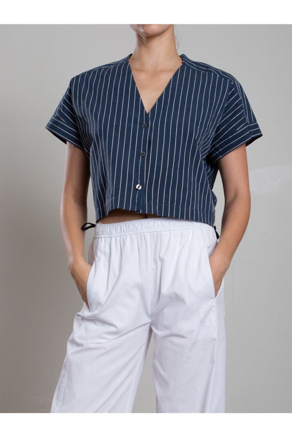 Pharaoh Sia Shirt in Raised Stripe - Ink