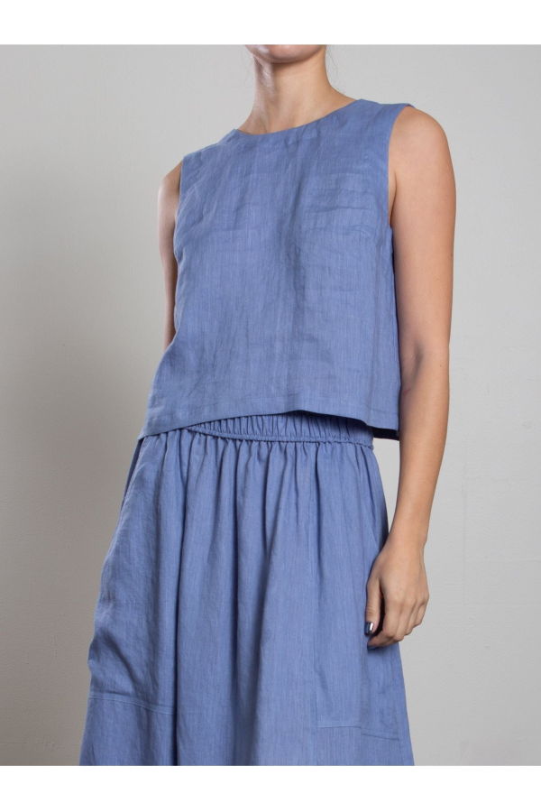 Pharaoh Tess Tank in French Linen - Bay