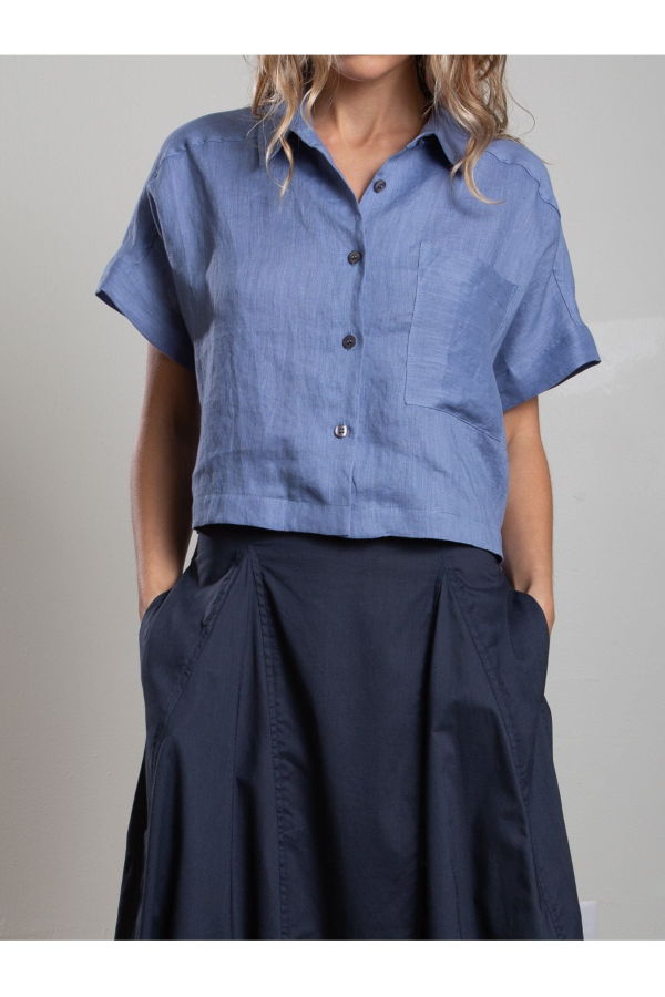 Pharaoh Zoey Shirt in French Linen - Bay