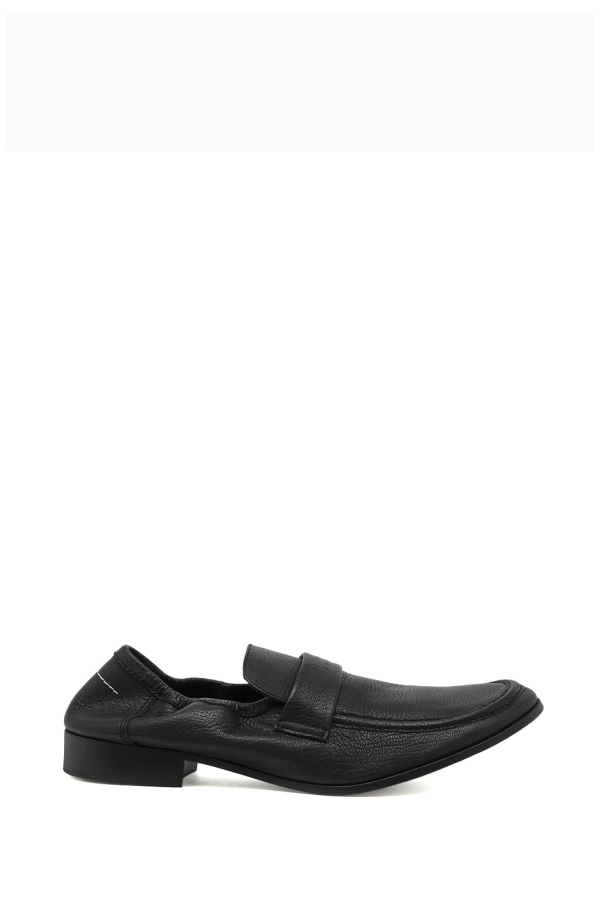 MM6 Maison Margiela Leather Swing Toe Loafers - Black