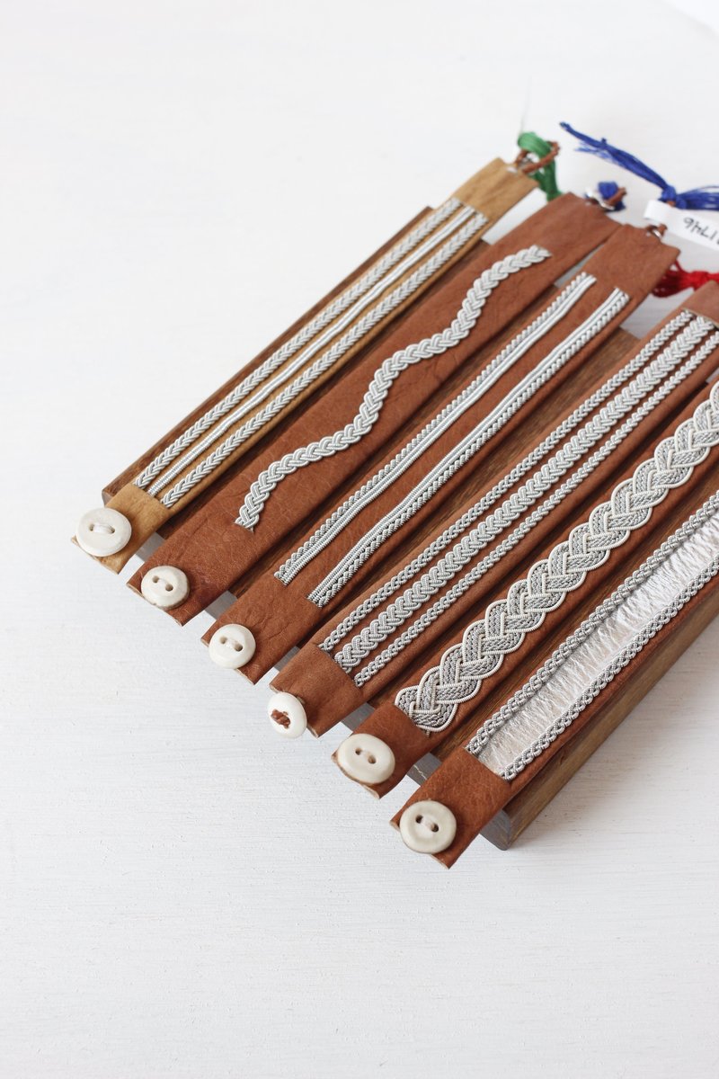 maria rudman SAMI-L blacelet ① Maria Rudman - Pewter Embroidered Leather Bracelet - Sand