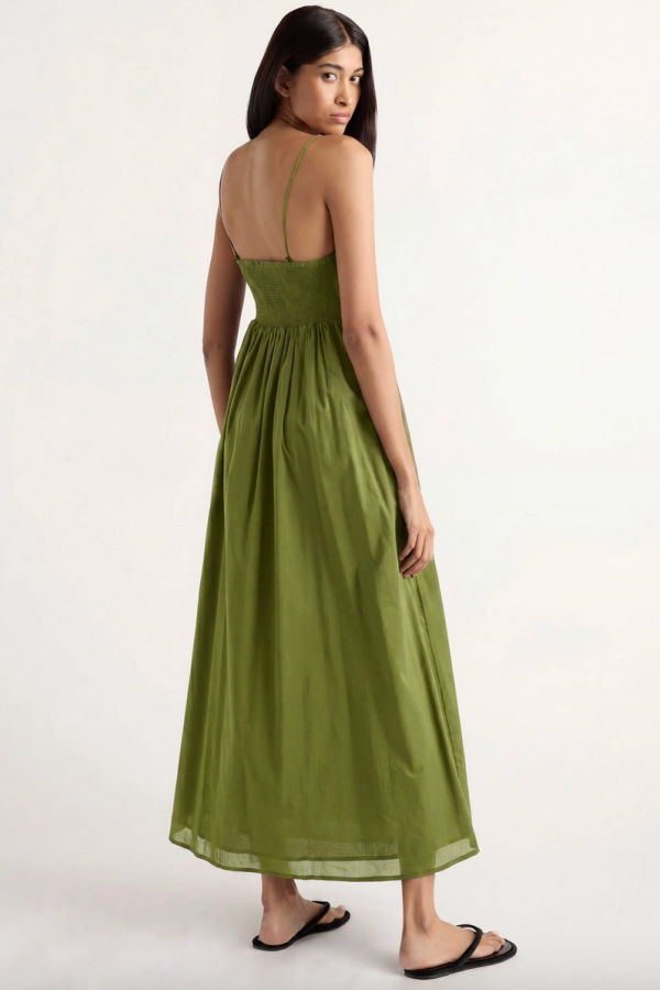 LADYBIRD Aurora Ruched Organic Cotton Maxi Dress - Green