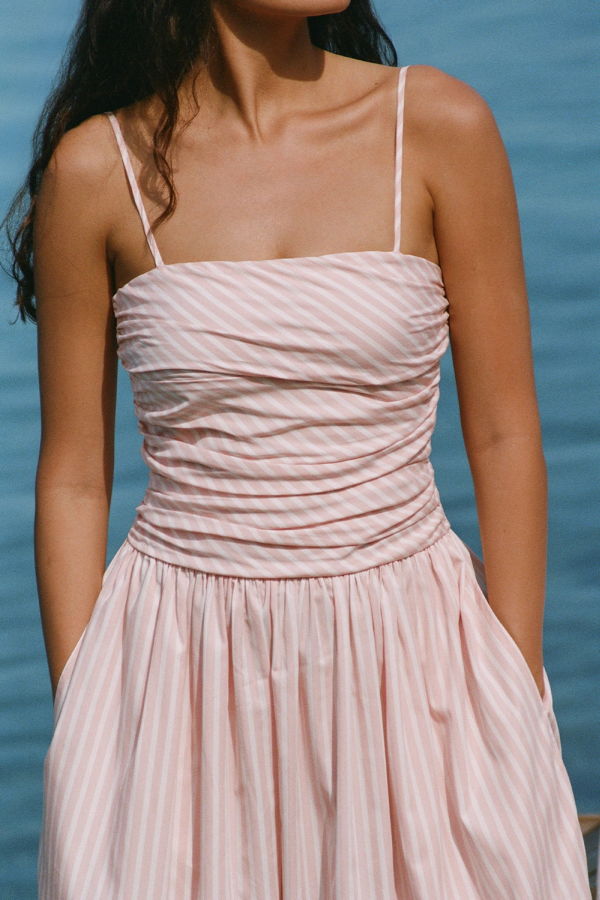 Faithfull The Brand Portlligat Maxi Dress - Carmen Stripe Peony White