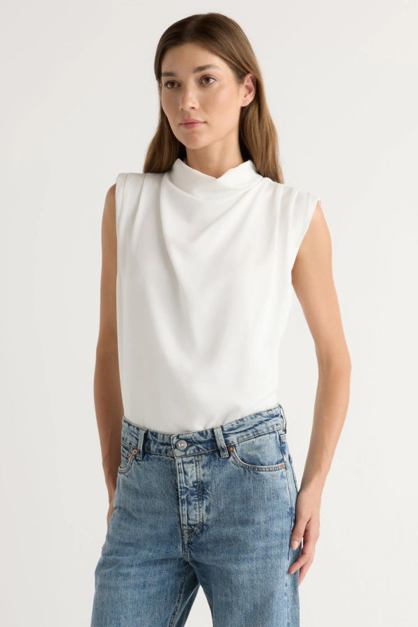 Modern Citizen Allegra Gathered-Neck Sleeveless Blouse - Ivory