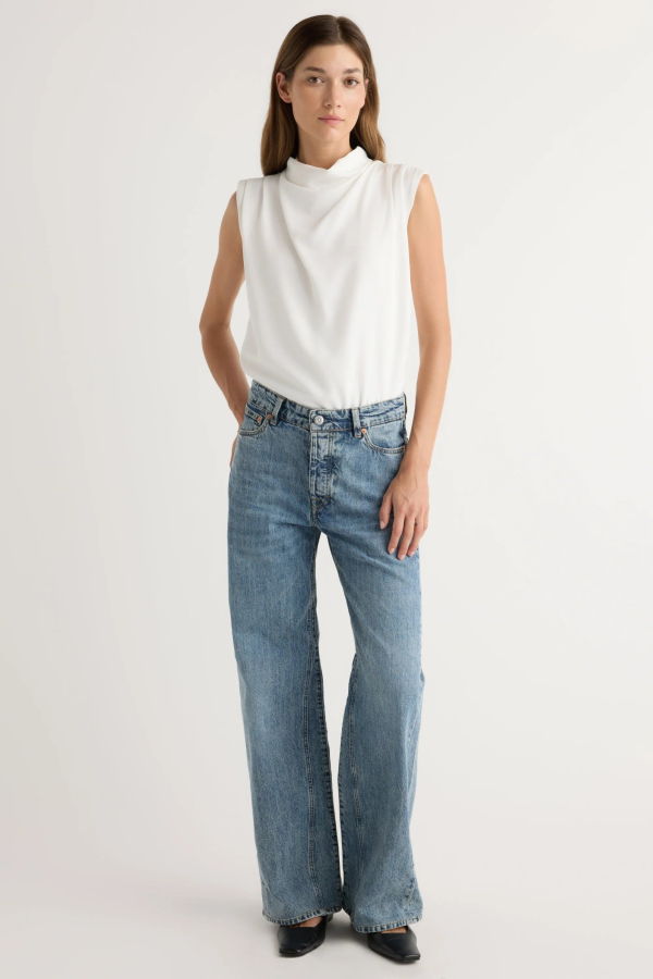 Modern Citizen Allegra Gathered-Neck Sleeveless Blouse - Ivory