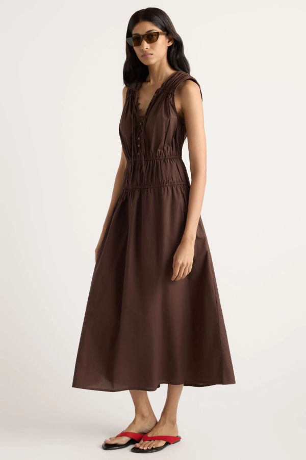 Modern Citizen Iga Gathered Organic Cotton Maxi Dress